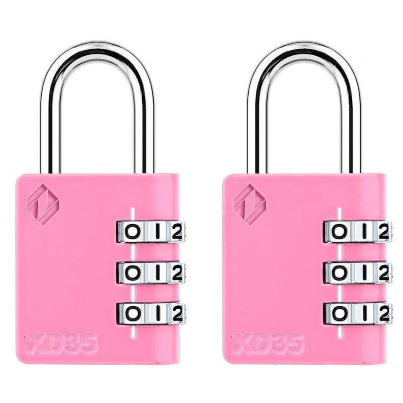 Zarker XD35 Combination Lock, 3-Digit Padlock for School Gym Sports LockerLock, Fence, Toolbox, Case, Hasp Storage (2-Pack, Pink) - Image 1